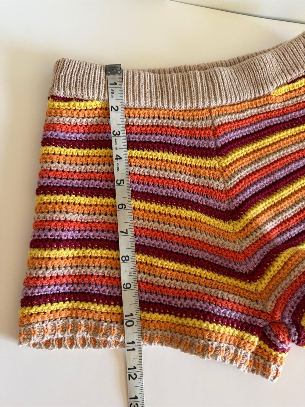 Yllw The Label Sriped Knit Crochet Pull-on High Waisted Boho Beach Shorts size S - Picture 8 of 8